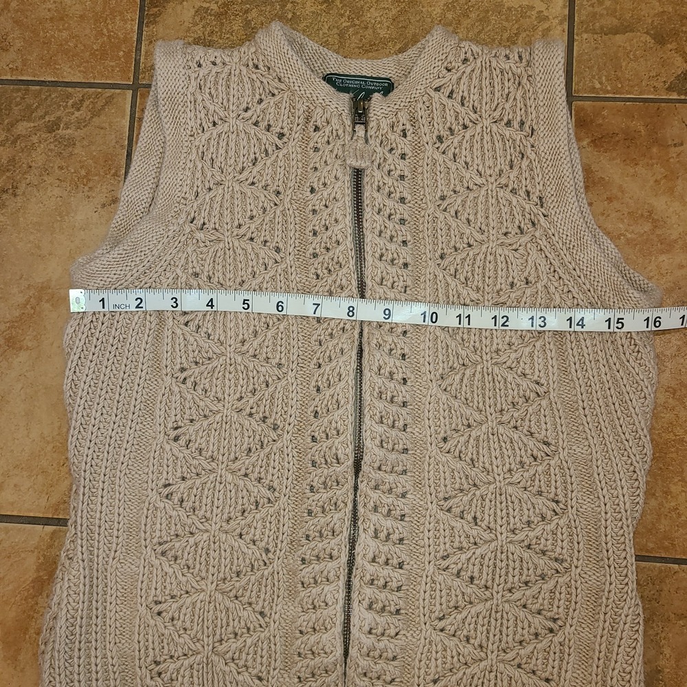 Woolrich Woman's Sz Sm Full Zip Brown Cable Knit Sweater Vest Brown Grandmacore - Picture 6 of 8